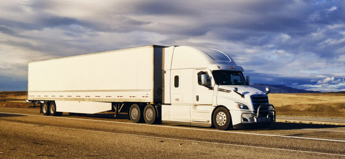 White semi truck on open highway